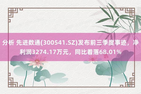 分析 先进数通(300541.SZ)发布前三季度事迹，净利润3274.17万元，同比着落68.01%