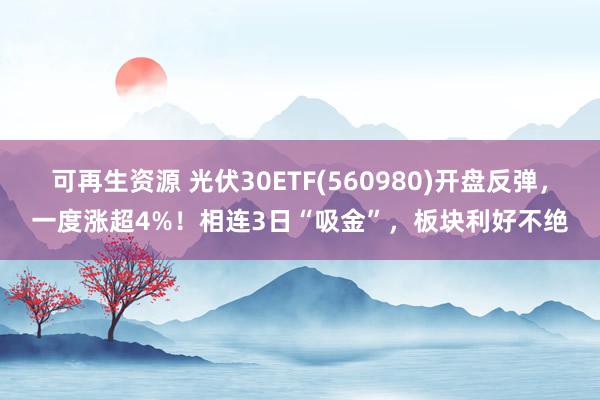 可再生资源 光伏30ETF(560980)开盘反弹，一度涨超4%！相连3日“吸金”，板块利好不绝