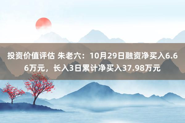 投资价值评估 朱老六：10月29日融资净买入6.66万元，长入3日累计净买入37.98万元