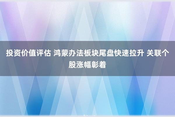 投资价值评估 鸿蒙办法板块尾盘快速拉升 关联个股涨幅彰着