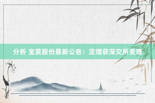 分析 宝莫股份最新公告：定增获深交所受理