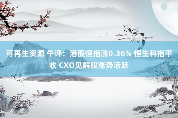 可再生资源 午评：港股恒指涨0.36% 恒生科指平收 CXO见解股涨势活跃