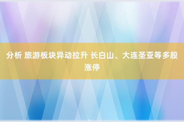 分析 旅游板块异动拉升 长白山、大连圣亚等多股涨停