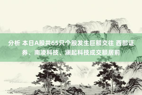 分析 本日A股共65只个股发生巨额交往 西部证券、南凌科技、澜起科技成交额居前