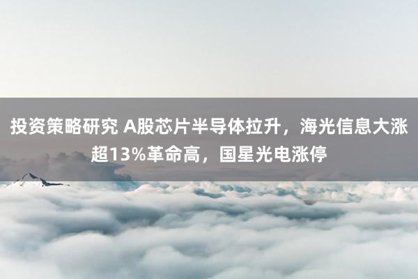 投资策略研究 A股芯片半导体拉升，海光信息大涨超13%革命高，国星光电涨停