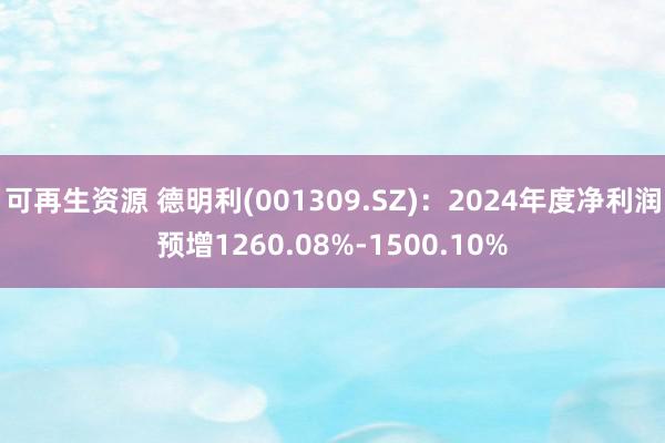 可再生资源 德明利(001309.SZ)：2024年度净利润预增1260.08%-1500.10%