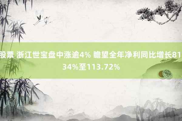 股票 浙江世宝盘中涨逾4% 瞻望全年净利同比增长81.34%至113.72%