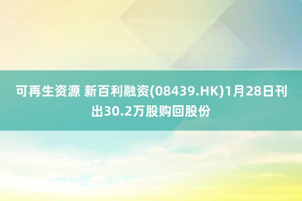 可再生资源 新百利融资(08439.HK)1月28日刊出30.2万股购回股份