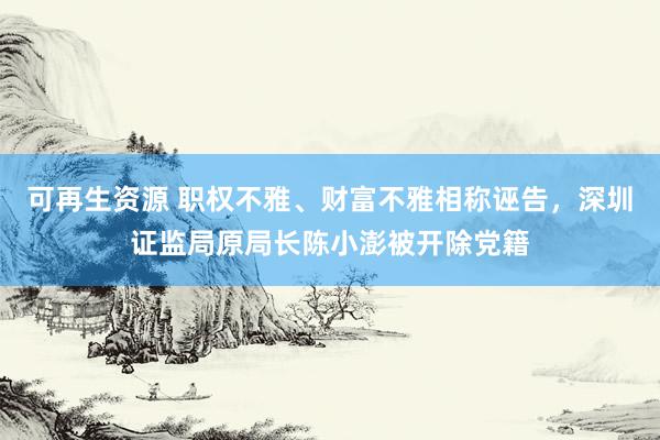 可再生资源 职权不雅、财富不雅相称诬告，深圳证监局原局长陈小澎被开除党籍