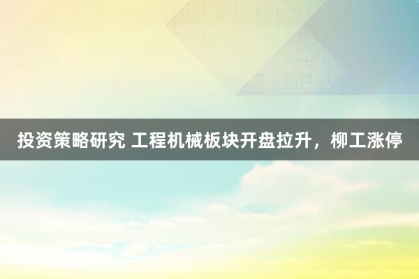 投资策略研究 工程机械板块开盘拉升，柳工涨停