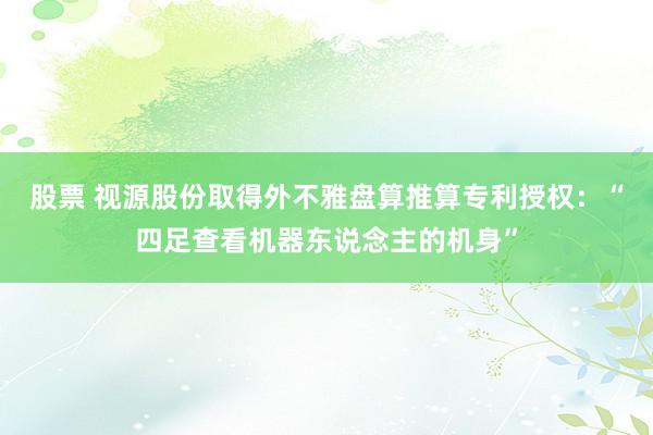 股票 视源股份取得外不雅盘算推算专利授权：“四足查看机器东说念主的机身”